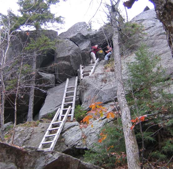 Ladders up Morgan Cliffs (photo by Mark Malnati)