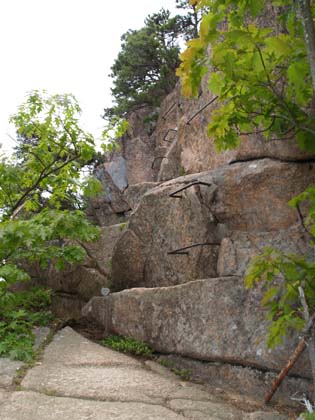 Iron climbing rungs on Beehive Trail (photo by Sharon Sierra)