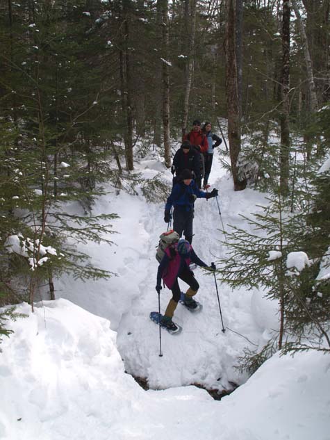 Sally, Jack, Reinhild, Scott, and Freddy in line for a steep gully crossing (photo by Sharon Sierra)