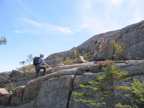 Jack and Diane climbing the ledges (photo by Mark Malnati)