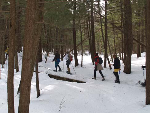 SDH crossing a bridge on Huckins Orchard Trail (photo by Sharon Sierra)