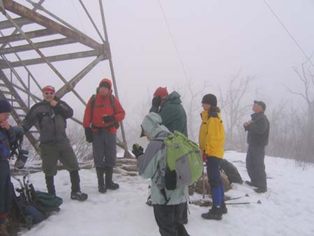 Group at the fire tower on Red Hill (photo by Mark Malnati)