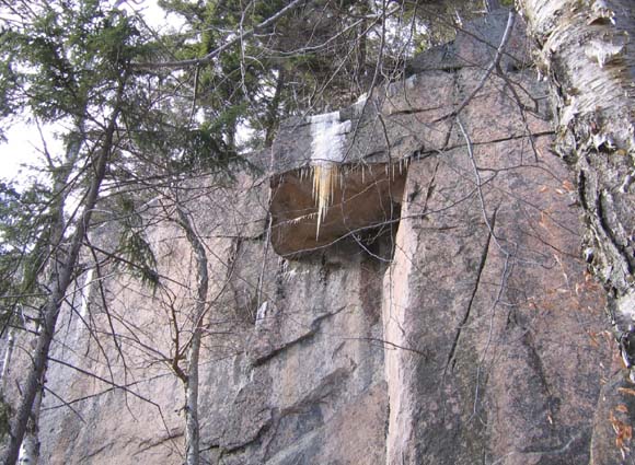 Ice dripping from ledge (photo by Mark Malnati)