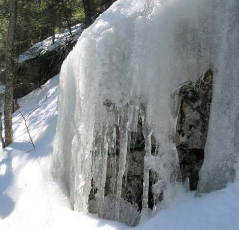 Icicles on a boulder (photo by Mark Malnati)